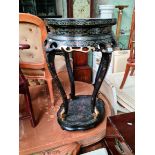 A Chinese black lacquer and gilt decorated side table, height 86cm.