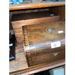 Two wooden boxes, one with antique greeting cards.