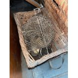 A fishing basket containing landing net, keep net and a reel, together with a fishing rod