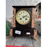 A slate and marble mantel clock - pendulum but no key