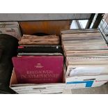 Two boxes of records to include jazz, classical, musicals, etc.