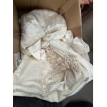 Linen ware including vintage christening gown and shawl etc