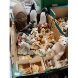 A box containing ceramic teddies, Quarry Critters including Potsie, Bud, Banjo and Bandit, 2 ceramic