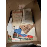 Collectables including postcards, WWII magazines, football score cards, Meccano brochures etc