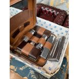 A gents grooming kit in leather case, and a Parker pen set