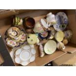 A box of Paragon teaware, Wedgwood, Aynsley, etc.