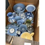 A selection of Wedgwood Jasperware to include teal, clock, etc - 22 pieces.