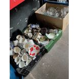 2 boxes of pottery and 1 box of glassware.