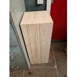 A Travertine furniture composite pedestal, 35cm x 35cm x 90cm