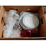 Box with Royal Doulton Hampton Court dinnerware etc.
