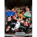 A box of dolls including traditional and Homepride flour graders etc