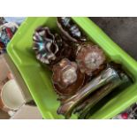 A box of carnival glass, approx 20 pieces