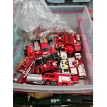 A box of fire engine toys.