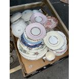 A box of assorted china.
