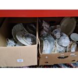 Two boxes of assorted china including Colclough Crinoline, glass etc.