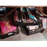Four boxes of LP records including Rod Stewart, Level 42, Dr Hook, Lennon & McCartney, Cliff Richard