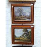 Peter J Greenhill (born 1939), a pair of oil on canvases, rural scenes, 29.5cm x 24.5cm, each signed