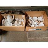 Two boxes of mixed china, ceramics to include white crockery with gold rim, Colclough, Royal