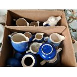 A collection of blue and white Cornish ware.