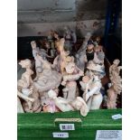 A box of ornamental figures to include Staffordshire, ceramic, composite, etc.