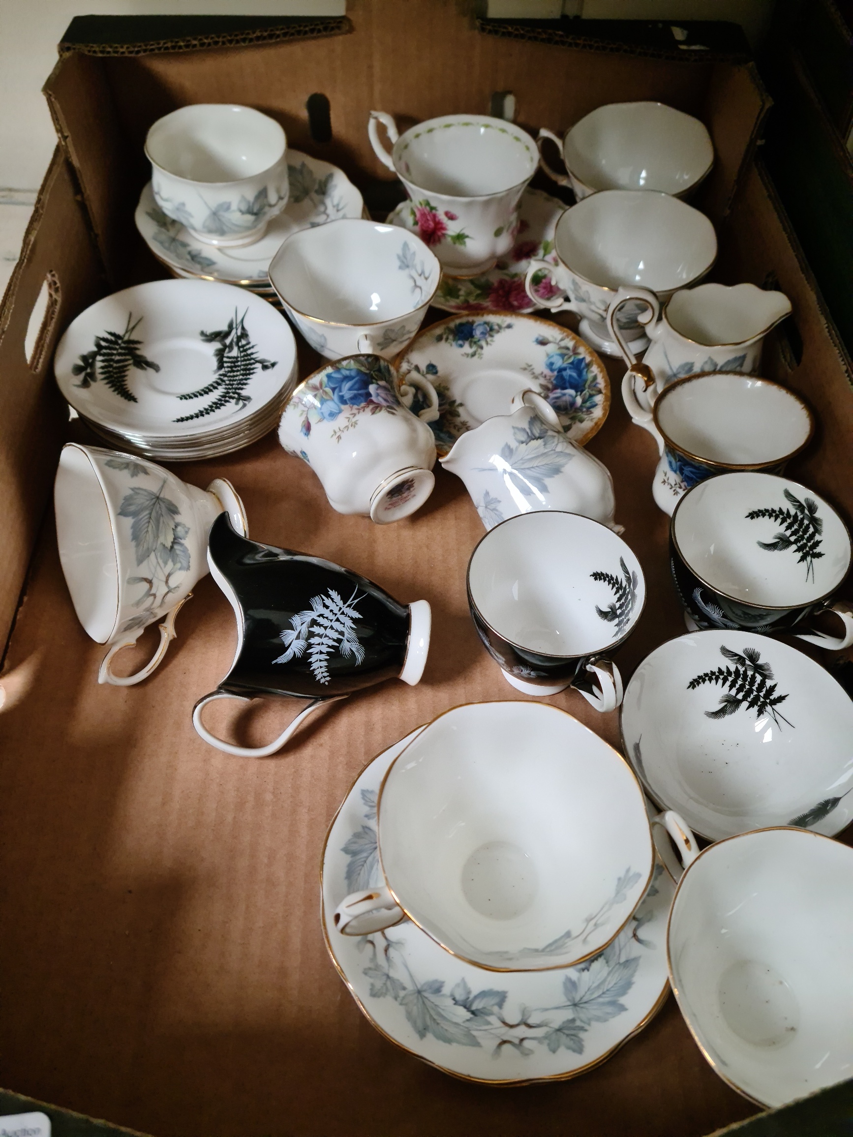 Assorted Royal tea wares, various patterns.