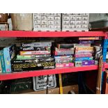 A collection of various board games including Monopoly, Scrabble, jigsaws etc. & a bundle of snooker