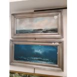 W Edwards, 20th century school, pair of pastel seascapes, 62.5cm x 23.5cm, each signed 'W.