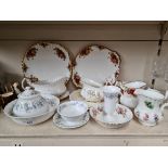 Royal Albert china - 11 pieces including Old Country Roses, with 6 items of Wedgwood Angela