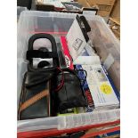 A box of cameras and accessories, etc.