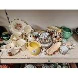 A collection of various pottery including Royal Doulton Bunnykins, Sylvac etc.