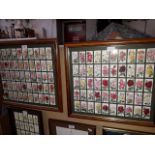 Four framed sets of cigarette cards.