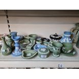 Wedgwood jasper wares in green, black and blue, appx 25 pieces