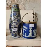 Doulton vase and a Wedgwood biscuit barrel