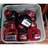 A box of ink bottles, various colours.