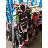 A Kawasaki racing bike suit.