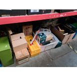 4 boxes, a small metal toolbox, a plastic toolbox, a small cabinet, various small boxes and other