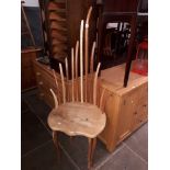 An unusual hardwood chair.