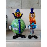 2 Murano glass clowns