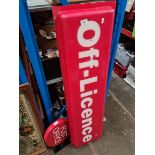 A plastic Off licence sign and a Post Office sign