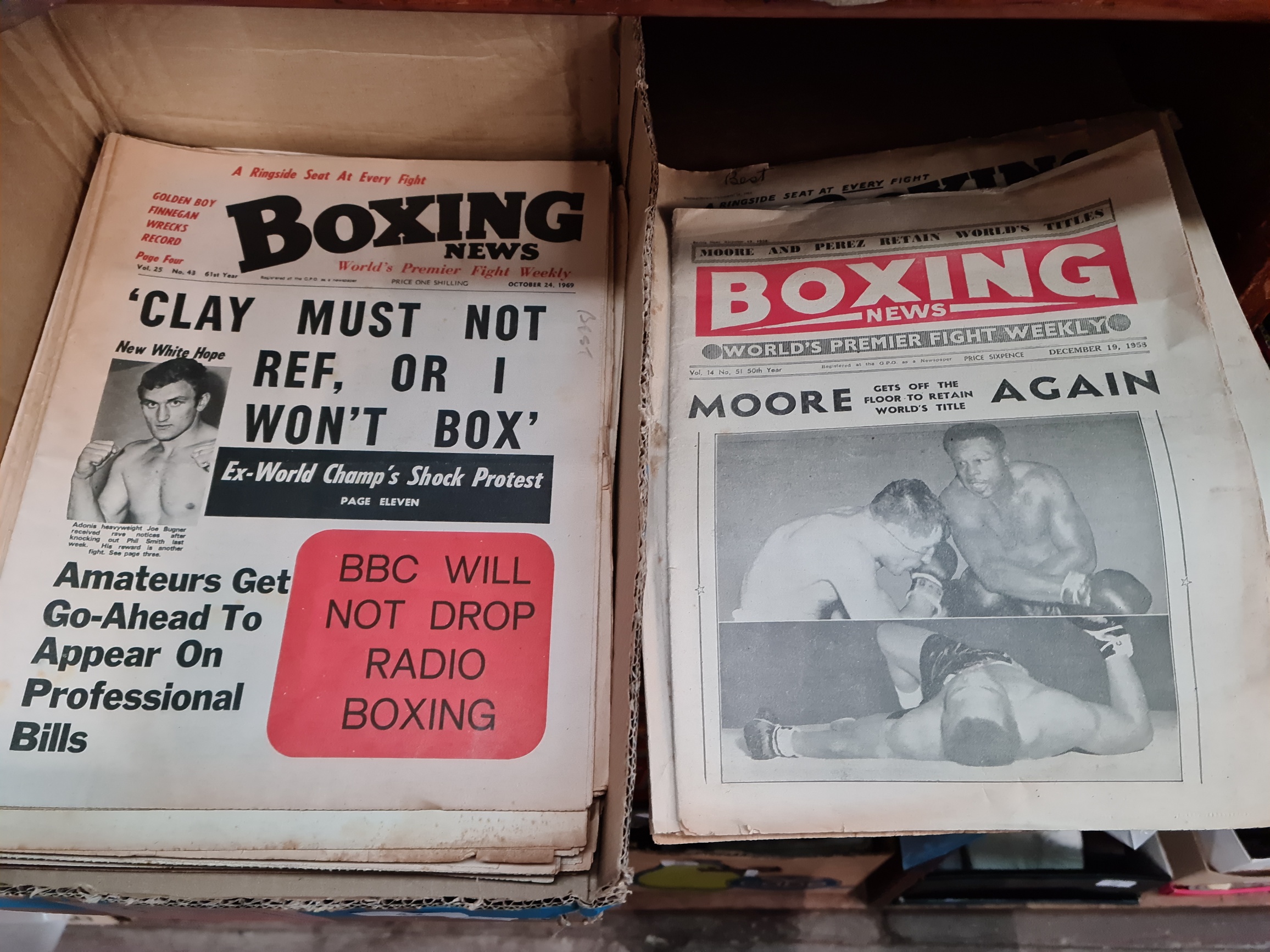 Boxing News magazine, approx. 40 issues, circa 1960s.