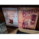 2 repro metal signs - Bisto & Guinness.