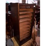 An early 20th century tambour front oak filing cabinet, height 103cm.