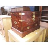 An Indian brass inlaid jewellery/work box.