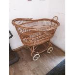 A vintage wicker pram.