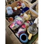 Two boxes of glass and ceramics including Mdina and Old Tupton ware etc