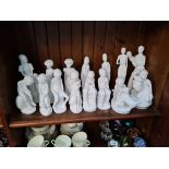 Collection of 15 white Spode figures by Pauline Shone