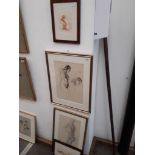Four 20th century school, nude studies, various sizes, all framed and glazed, one indistinctly