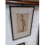 Lewis Baumer, 'The Girl Gymnast', early 20th century, pen and ink, 13cm x 23cm, signed, glazed and