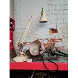 Two vintage wall mounted engineers adjustable anglepoise lamps an anglepoise lamp.