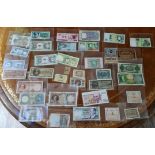 A selection of world banknotes.
